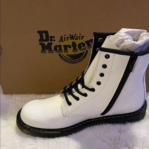 Dr. Martens White Boots with Black Accents